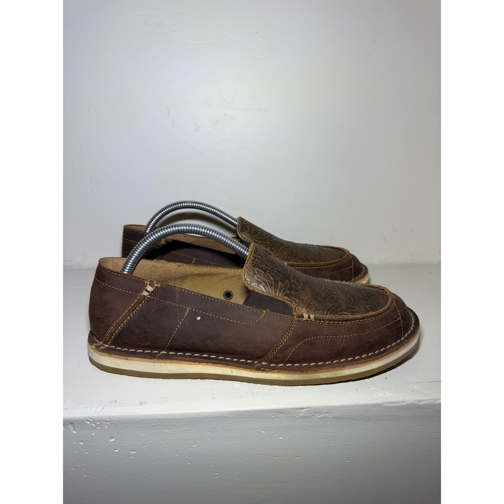Rank 45 Loafers Western Floral Embossed Leather Brown Women Size 10